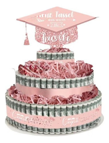 Soporte Para Pastel De Graduación 2025, Decoración Rosa