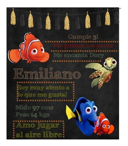 Pizarra Poster Buscando A Nemo Editable