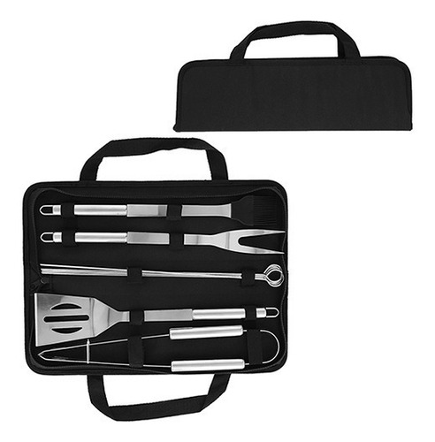Kit Para Asador 8 Instrumentos Inox Parrilleros Con Funda