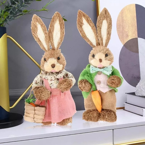 4 Pzs De Pareja De Conejos De Pascua 35cm,suministros