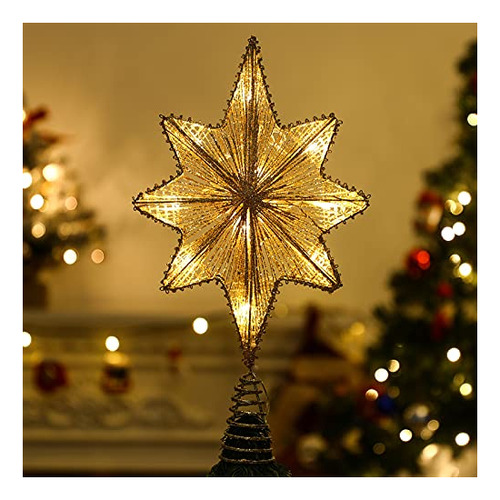 Lewondr Christmas Star Tree Topper Con Luces,16.5 C6l1g