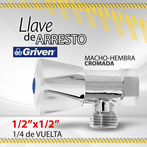 Llave Arresto 1/2x1/2 Macho-hembra Griven 1/4vuelta / 09877