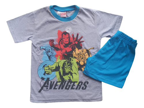 Pijama Marvel Superheroe Avengers Remera + Short Nene 4 Años