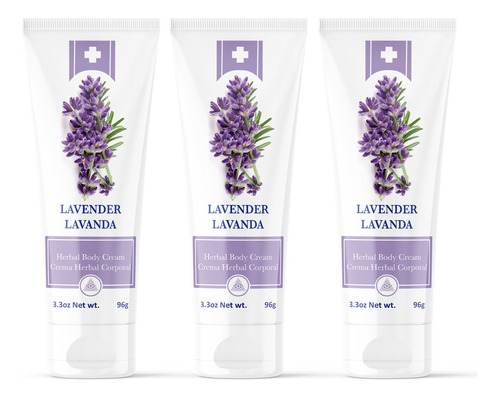 Lavanda | Bálsamo Crema Herbal Corporal Multiusos | 96g (x3)