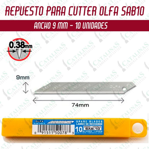 Repuesto Cuchilla Olfa Sab 10 /9mm X10 Cuchillas Microcentro