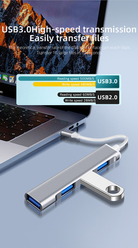 Adaptador P/ Laptop Hub Usb 3.0 Tipo C De Alta Velocidad 1 P