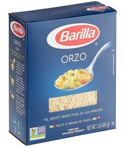 Barilla Pasta Orzo Caja 16pcs.  454 Grs.