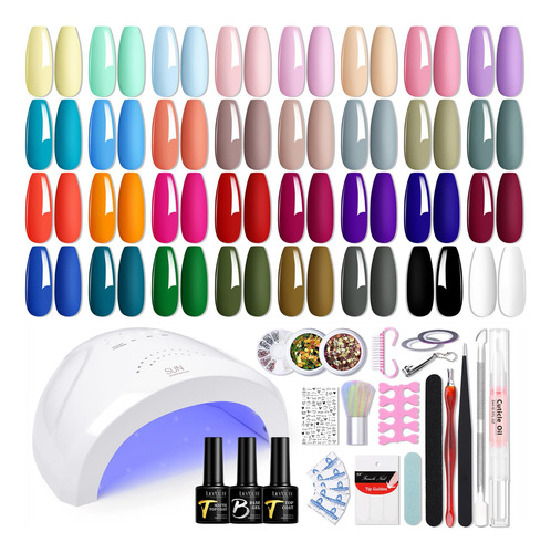 Lilycute - Kit De 58 Esmaltes De Unas De Gel Con Luz Uv, Kit