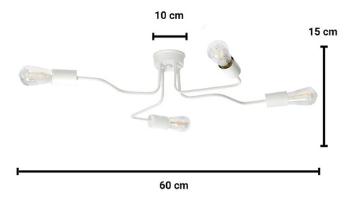 Imagen 3 de 10 de Araña 4 Luces Brazos Vintage Apto Lamparas Led E27 Oferta