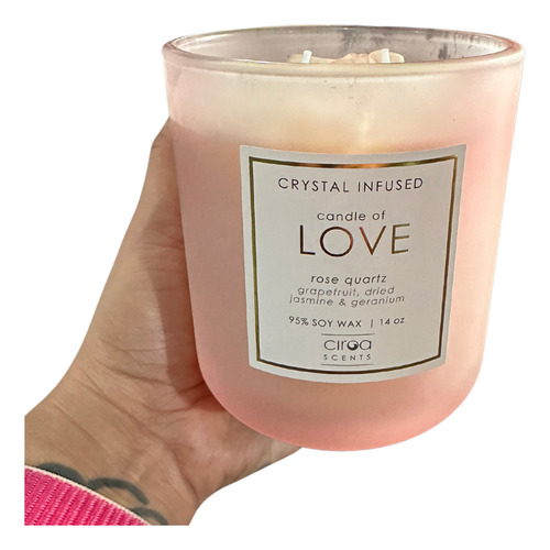 Vela Aromática C/cuarzos Aroma Pomelo Jazmín Cera Soya 850g