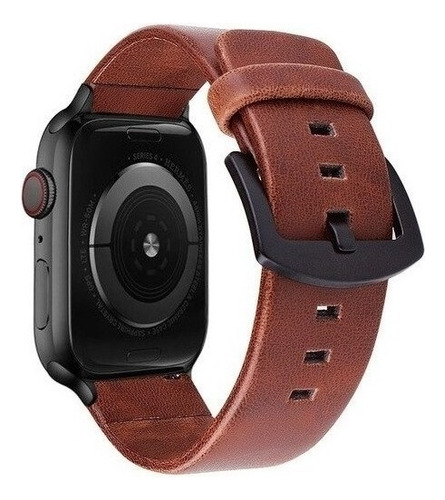 Pulseira De Couro Sport Compatível Apple Watch 41mm Cor Café