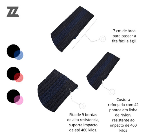 2 Straps Academia Profissional 100% Algodão Mais Resultado Cor Azul E Rosa