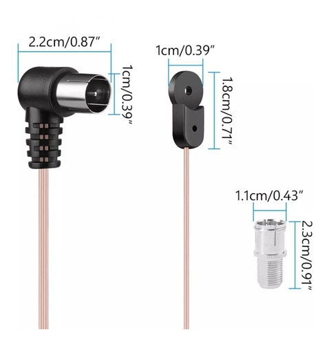 Antena Dipolo Radio Fm Macho 75 Ohms Con Adaptador Hembra