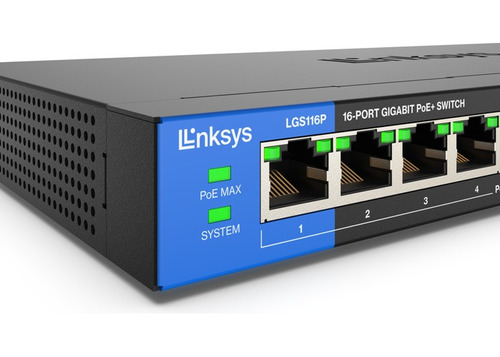 Switch Linksys Lgs116p Business Poe+ 1000mbps /80 Watts 8+8