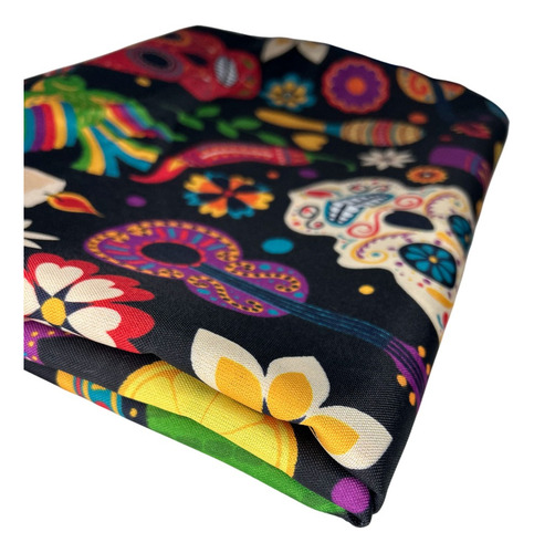 Mantel Estampado Rectangular, Karla Home Negro Día De Muertos