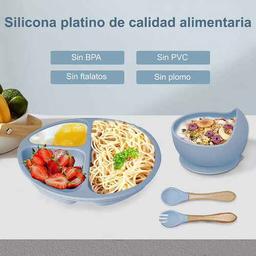 8juego De Alimentación De Silicona Antideslizante Para Bebés