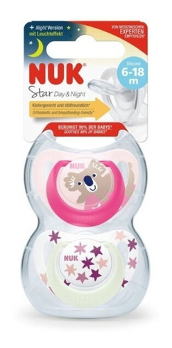 Chupetes Nuk Star Day & Night Bebe  Luminoso Pack X 2 Un