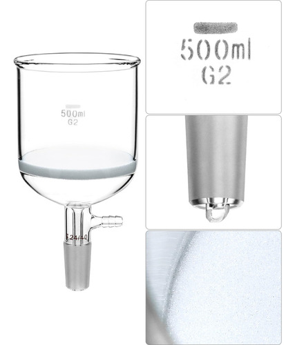 Embudo Filtrante Buchner De Vidrio 500 Ml Y Frasco 1000 Ml