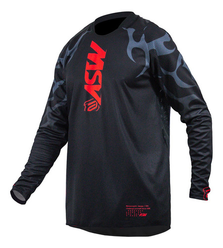 Camisa Motocross Cross Asw Meta Cinza Vermelho Off Road Moto