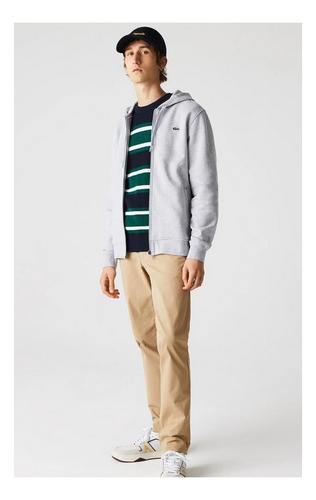 Polera Lacoste Sh1551 Capucha Con Cierre Plomo