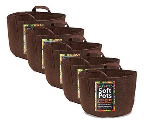 Soft Pots 3 Gallon 5 Pack Mejor Jardín De Aireación Macetas 
