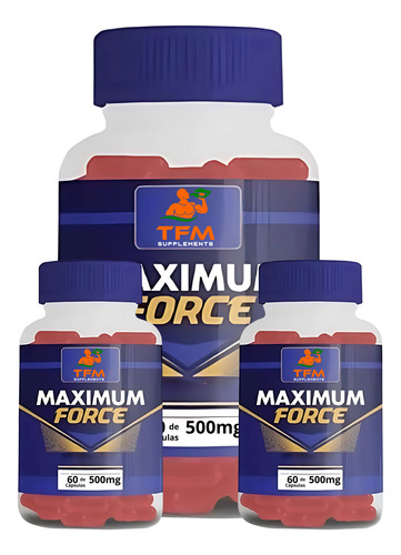 Kit 3 Maximum Force Original 180 Caps - Auxilia Na Força Sem Sabor