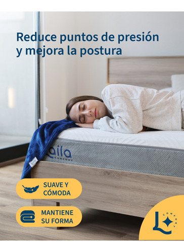 Colchon Matrimonial De Espuma Memory Foam 20cm, Laila Ultra Blanco