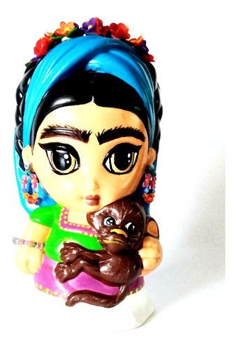 Frida Khalo Muñeca Chibi Adorno Ceramica Artesanal Decorado 