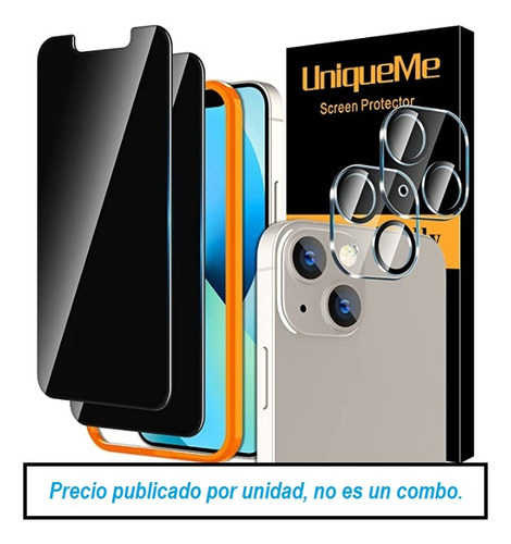 Vidrio Antiespia Y Protector De Cámara Para iPhone 13 Mini