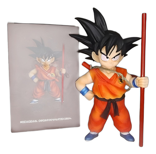 Figura Dragón Ball Z Goku Niño Baculo Metalico 20cm