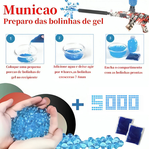 Arma De Gel Bolinha Arminha Ak47 Metralhadora Automática