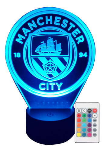 Lámpara Led Manchester City Fútbol Acrílico 3d Personalizada
