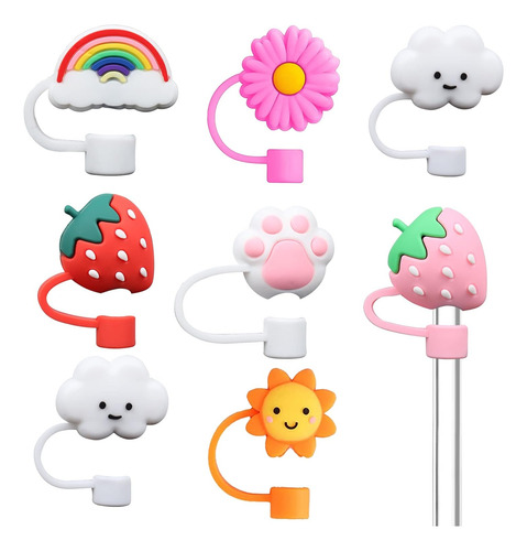 Tapones De Popote De Silicona Con Diseño De Palabra, Reutili