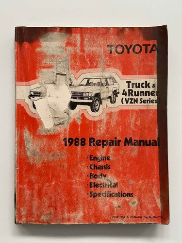 Manual Reparacion Taller Toyota 4 Runner Truck Vzn 1988