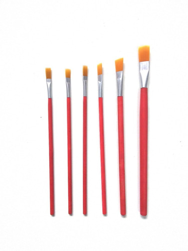 Kit 6 Pincéis Para Artesanato Com Ponta Chata