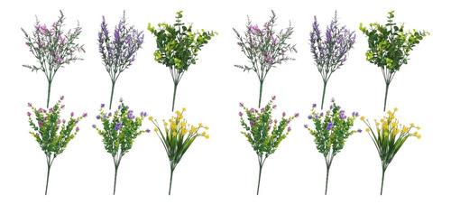 12 Piezas De Flores Artificiales Bouquet Faux Para Centro De