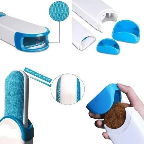 Cepillo Saca Pelusa Quita Pelos Perros Gatos Ropa 2 En 1 Color Gris