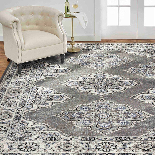 Paula Arnell Medallion Fl Area Rug, Grisbeige, 73910x10...