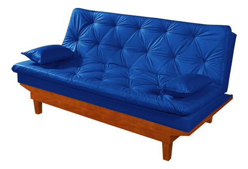 Sofa Cama Caribe Courino Couro Sintetico Essencial Estofados Cor Azul-marinho