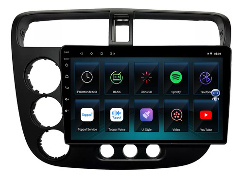 Multimidia Civic 01/05 9p Qled Android Carplay 2gb 32gb