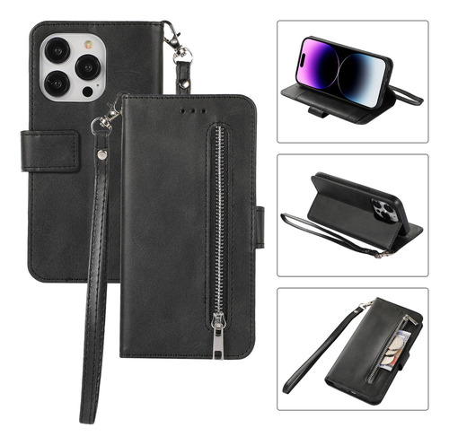 Funda Para Samsung Galaxy A7 2018/ A8 2018/ J4 2018, Funda Tipo Cartera Con Cierre, Correa Para La Muñeca, Función Atril