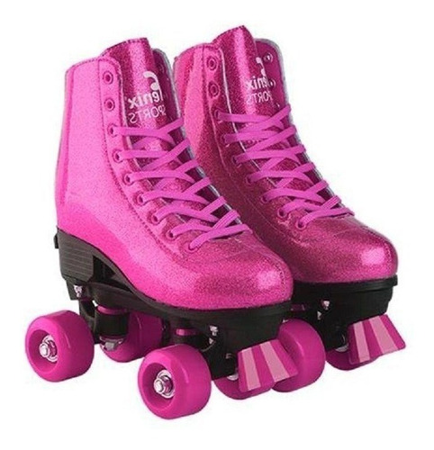 Imagem 3 de 7 de Patins Roller Infantil Ou Adulto 4 Rodas Glitter Ajustável