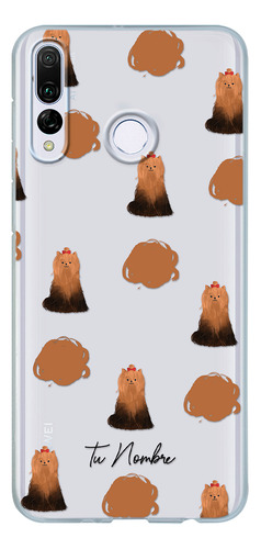 Funda Para Huawei Para Mujer Perrito Yorki Manchas Tu Nombre