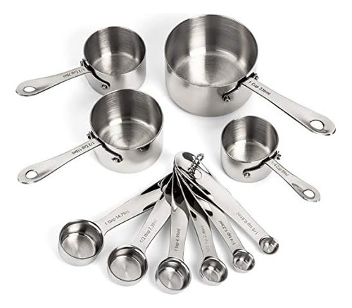 Juego De Tazas Y Cucharas Medidoras De Acero Inoxidable - Ju