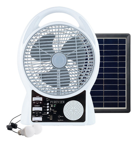 6 En 1 Kit Ventilador Solar Luz Bluetooth Música Panel Solar
