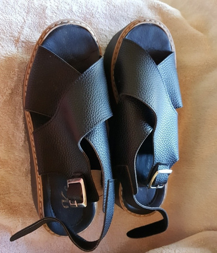 Sandalias Plataforma Negras Impecable N 36