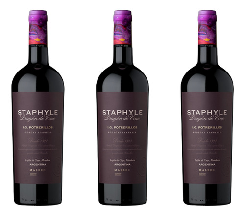 Vino Staphyle Dragon De Vino Malbec Potrerillos Caja 3x750ml