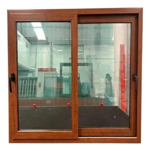 Ventana Corrediza Pvc Simil Madera 180x200 Dvh 3+3/9/4 Marrón