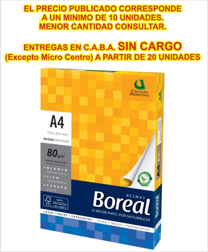 Resma Boreal A4 - 80 Grs (iva Inc) Mataderos Copypaper