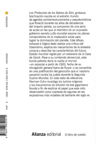 Mito De La Conspiración Judía Mundial, Norman Cohn, Alianza